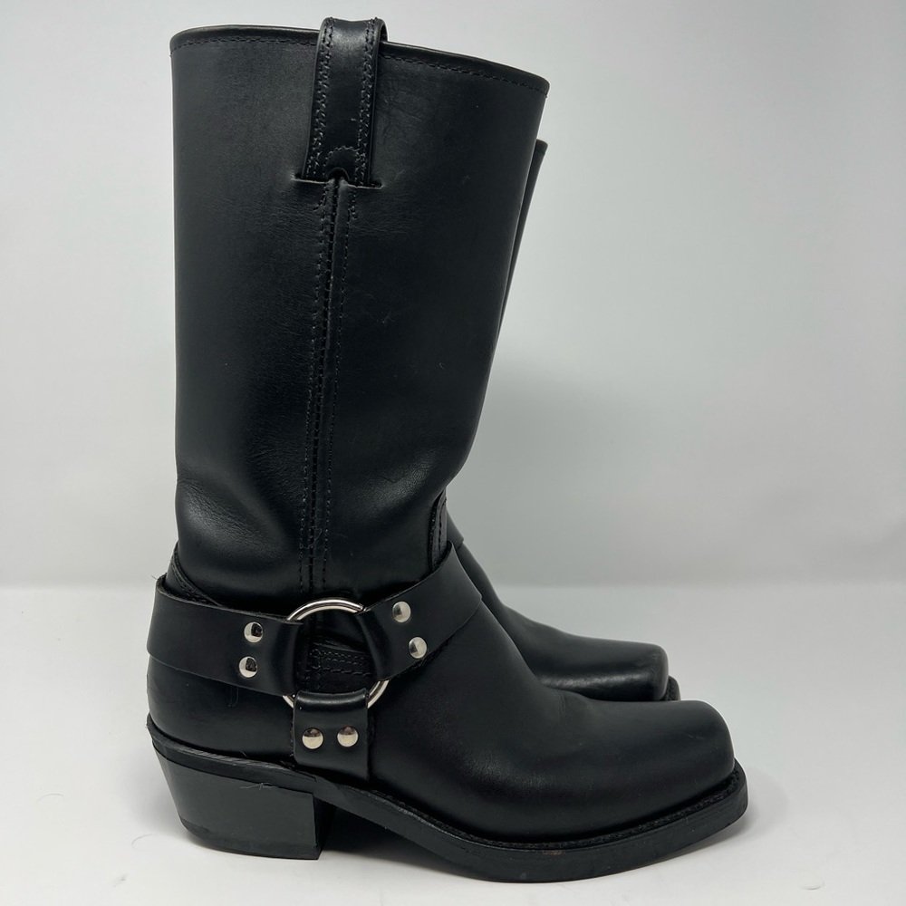 Frye Black Leather Moto Boots
